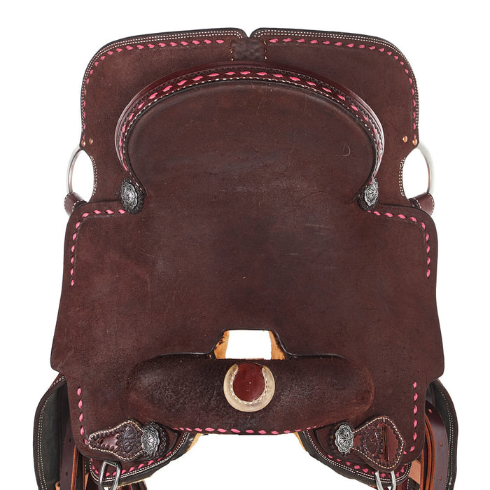 Nrs Competitors Stacey Martin Chocolate with Pink Buckstitch Goat Tying/Breakaway Saddle