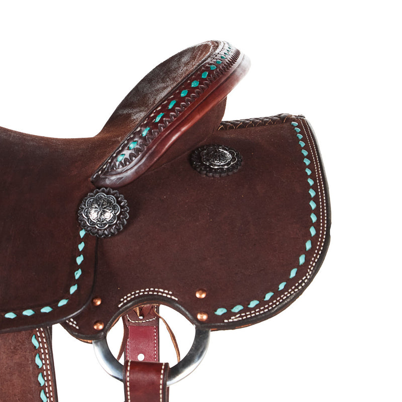 Nrs Competitors Stacey Martin Chocolate with Turquoise Buckstitch Goat Tying/Breakaway Saddle