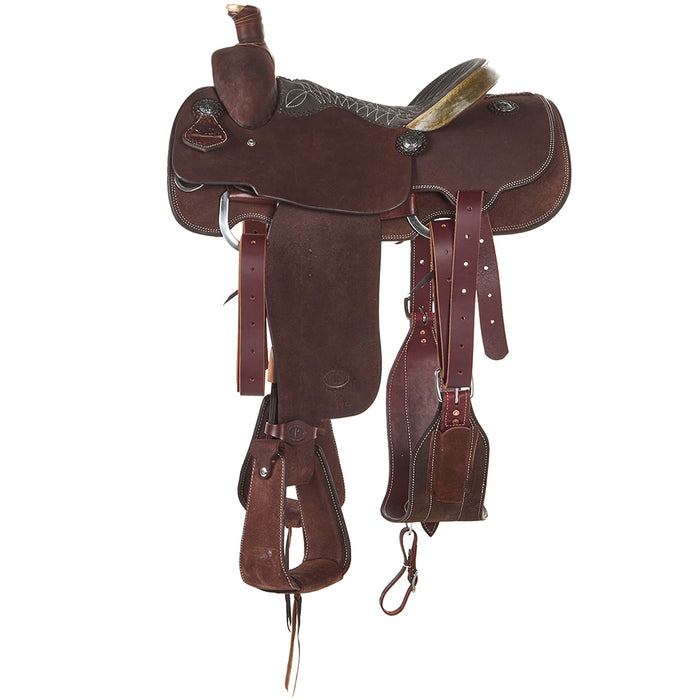 Nrs Competitor Series Chocolate Roughout Calf Roper with Quilted Grey Seat