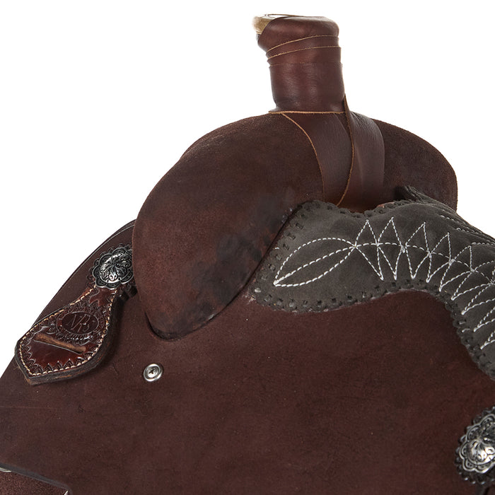 Nrs Competitor Series Chocolate Roughout Calf Roper with Quilted Grey Seat