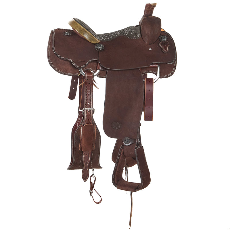 Nrs Competitor Series Chocolate Roughout Calf Roper with Quilted Grey Seat