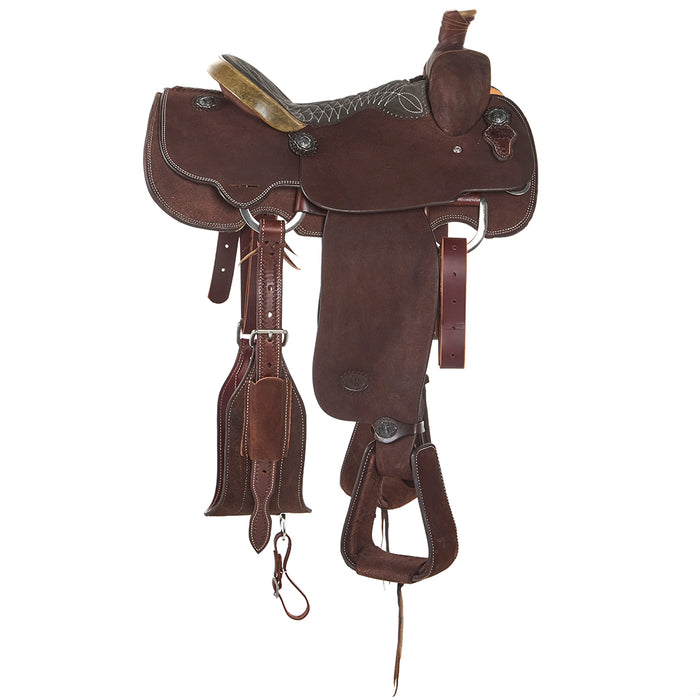 Nrs Competitor Series Chocolate Roughout Calf Roper with Quilted Grey Seat