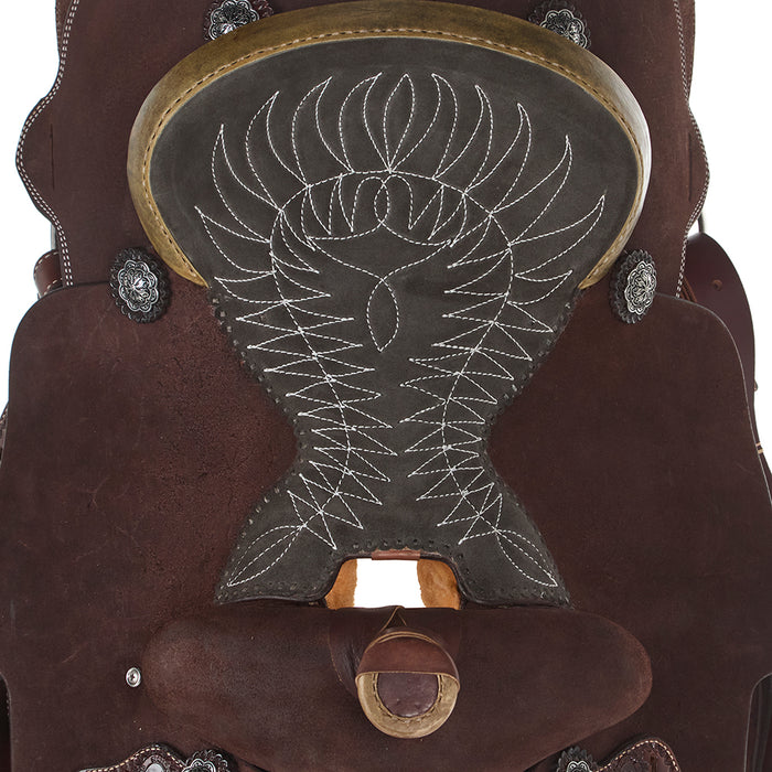 Nrs Competitor Series Chocolate Roughout Calf Roper with Quilted Grey Seat