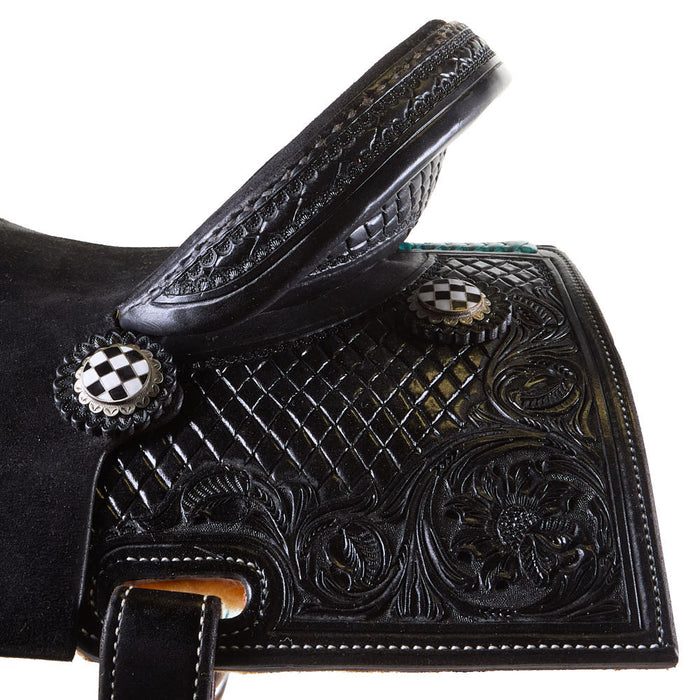 Nrs Competitors Black and Turquoise Chasin Checks Barrel Saddle