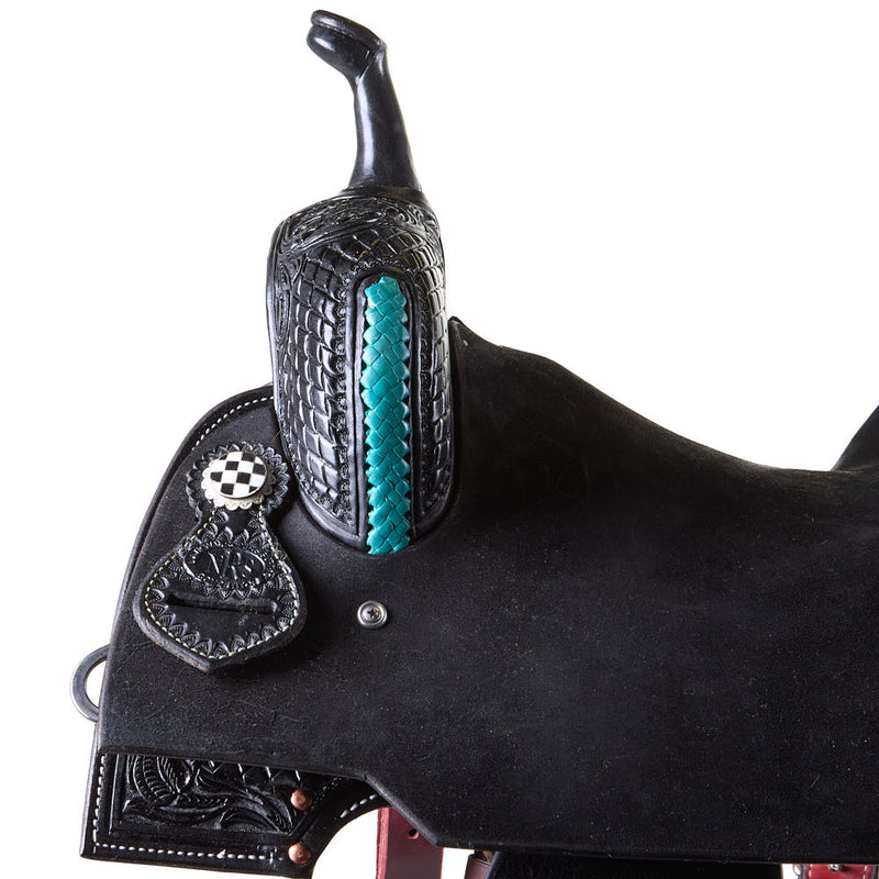 Nrs Competitors Black and Turquoise Chasin Checks Barrel Saddle