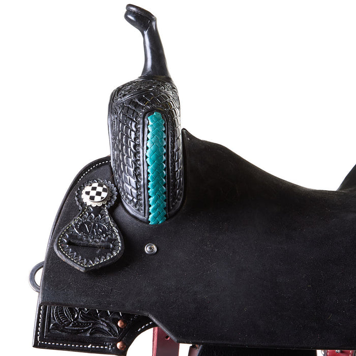 Nrs Competitors Black and Turquoise Chasin Checks Barrel Saddle