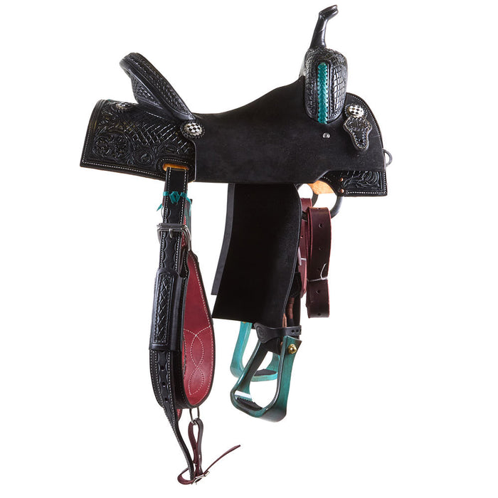 Nrs Competitors Black and Turquoise Chasin Checks Barrel Saddle