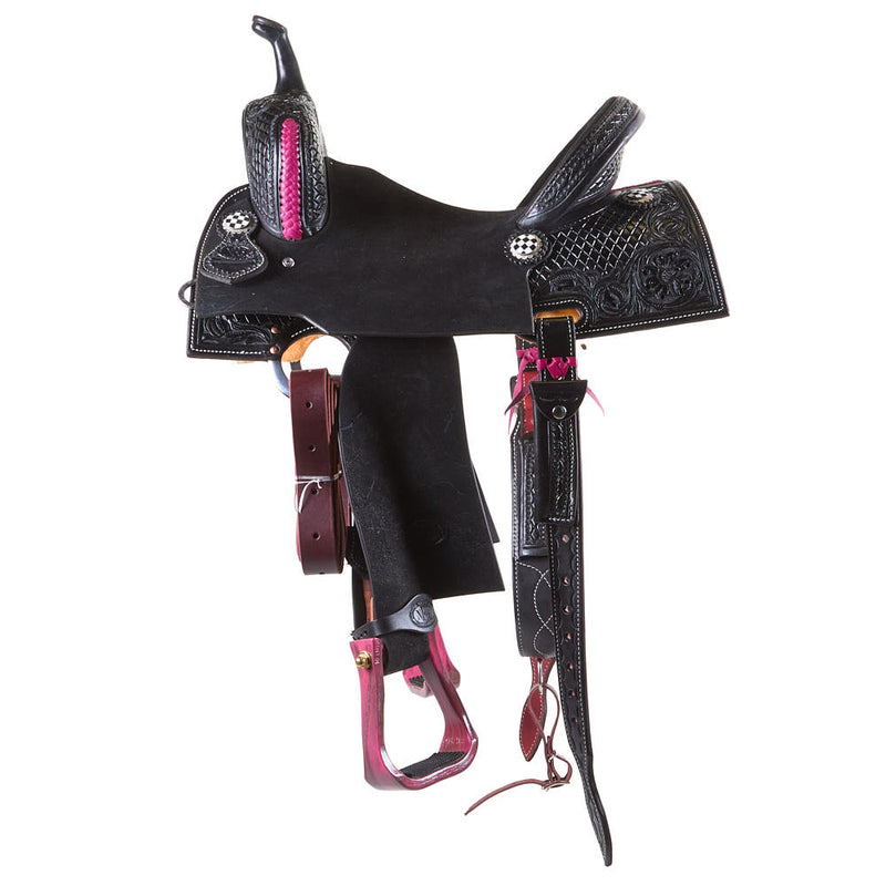 Nrs Competitors Black and Pink Chasin Checks Barrel Saddle
