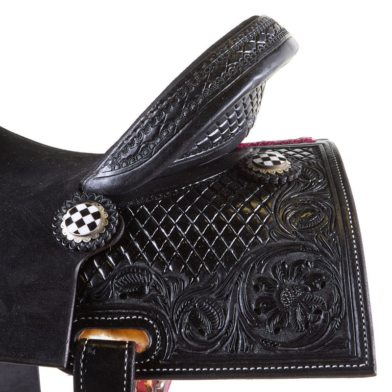 Nrs Competitors Black and Pink Chasin Checks Barrel Saddle