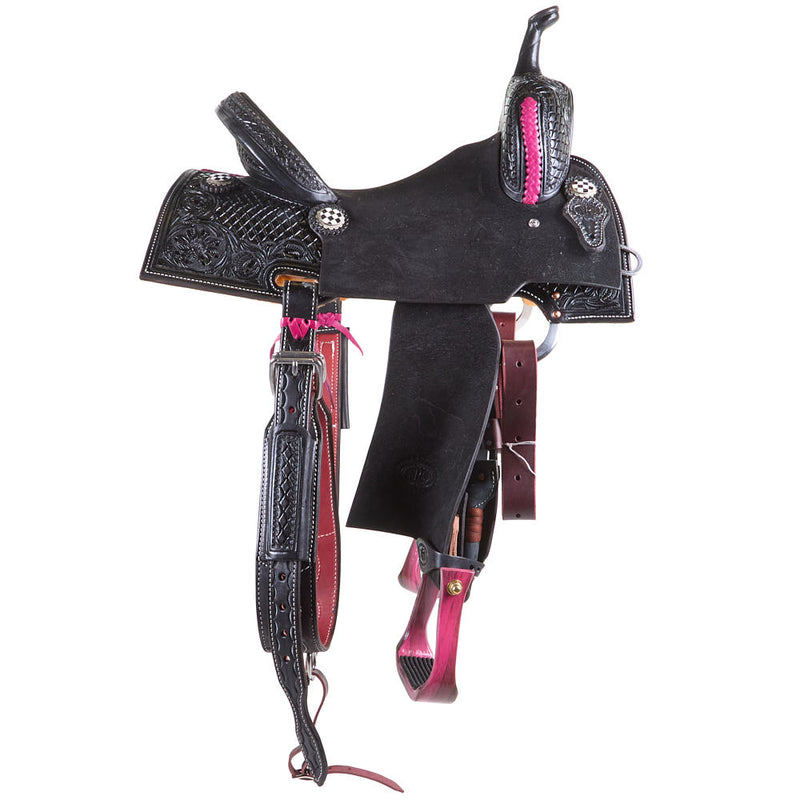 Nrs Competitors Black and Pink Chasin Checks Barrel Saddle