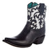 Womens Black/White Overlay Embroidered Bootie