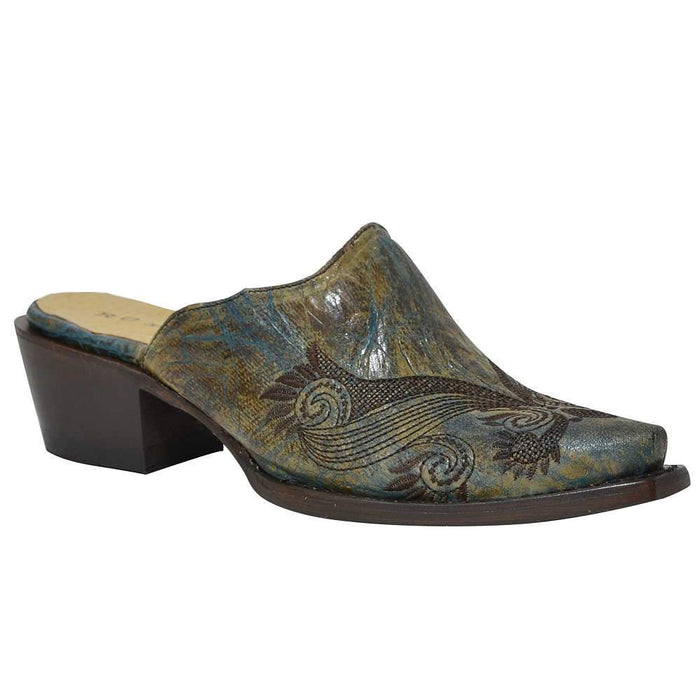 Roper Footwear Women's Brown and Turquoise Mary Mule