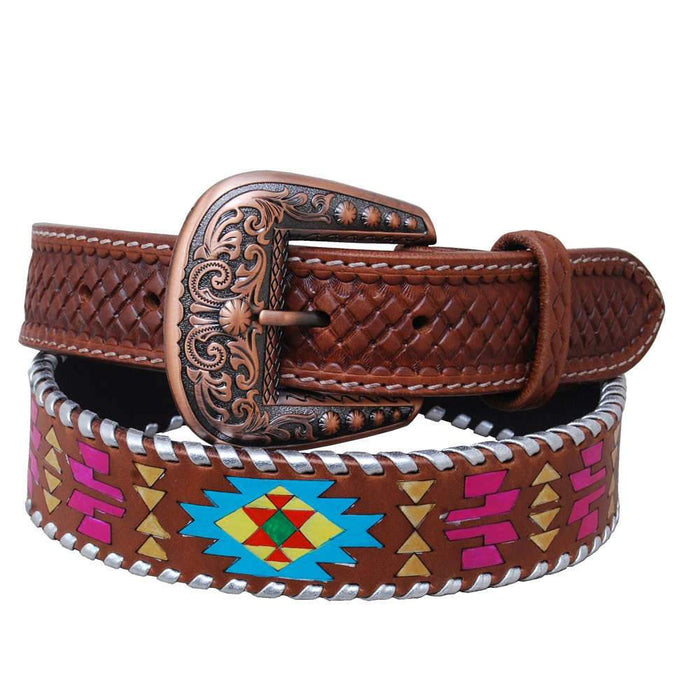 Ladies Hand Painted Aztec Belt
