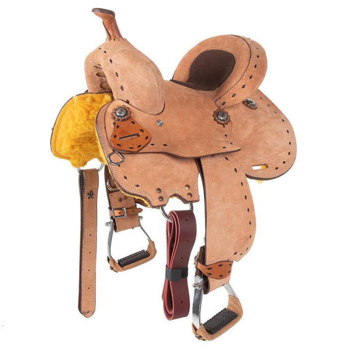 Branson 12" Youth Roughout Barrel Saddle with Buckstitch