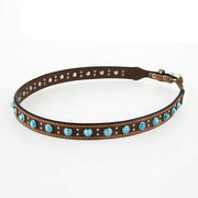 M+F Medium Brown Turquoise Hat Band Hat Accessories