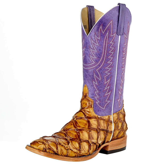 Mens Top Hand Antique Saddle Big Bass 13in Purple Wipeout Top Boots