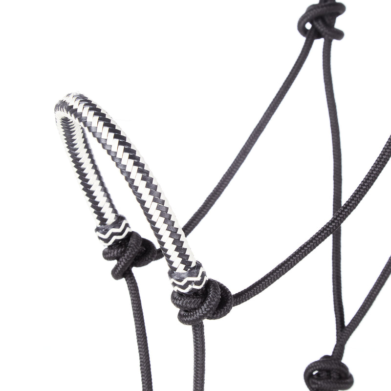 Braided Rawhide Noseband Rope Halter with 8 foot Lead Rope