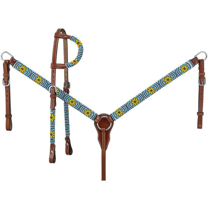 Tough 1 Beaded Sunflower Headstall and Breastcollar Set