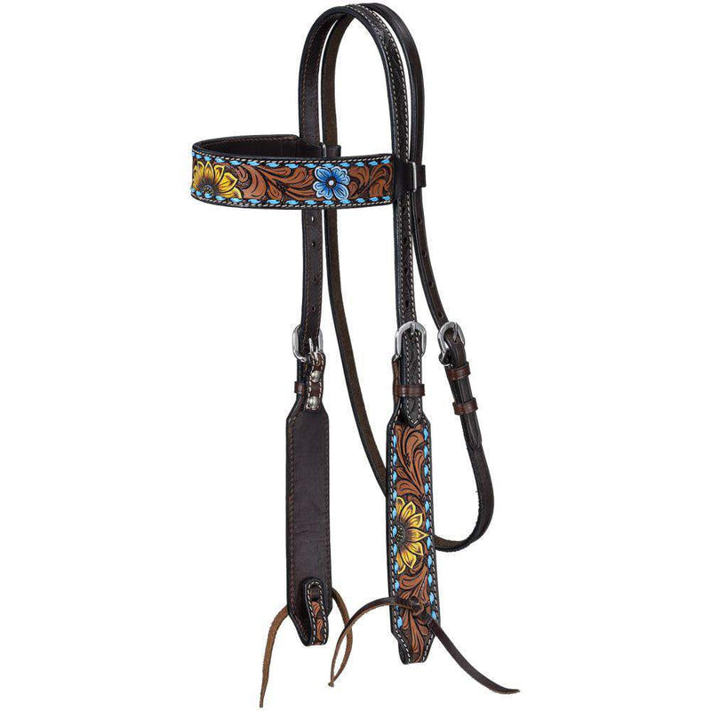 Tough 1 Sunflower and Buckstitch Browband Headstall