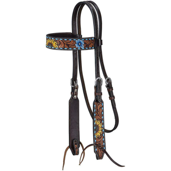 Tough 1 Sunflower and Buckstitch Browband Headstall