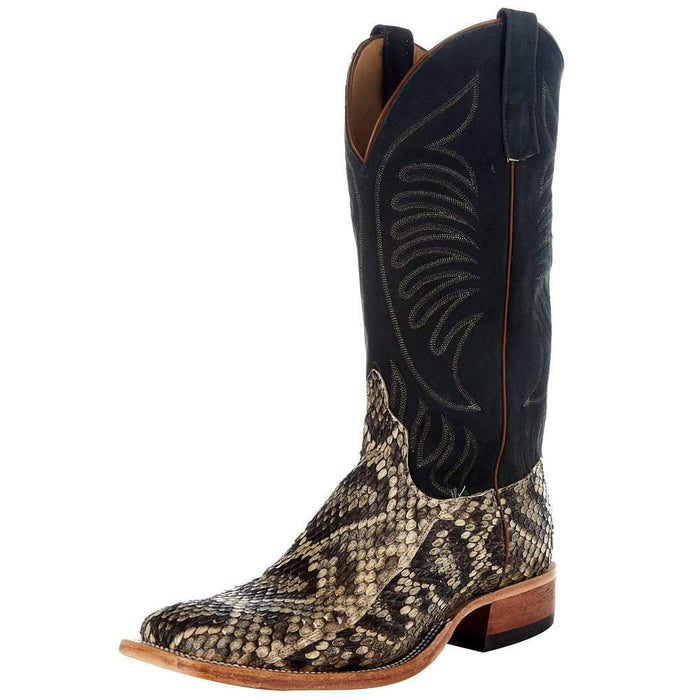 Men's Eastern Rattlesnake 13" Black Roughout Top Square Toe Boot