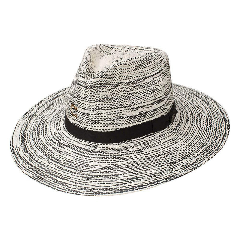 C1H Hawaii Ya 3 3/4" Brim Black and Natural Straw Fashion Hat