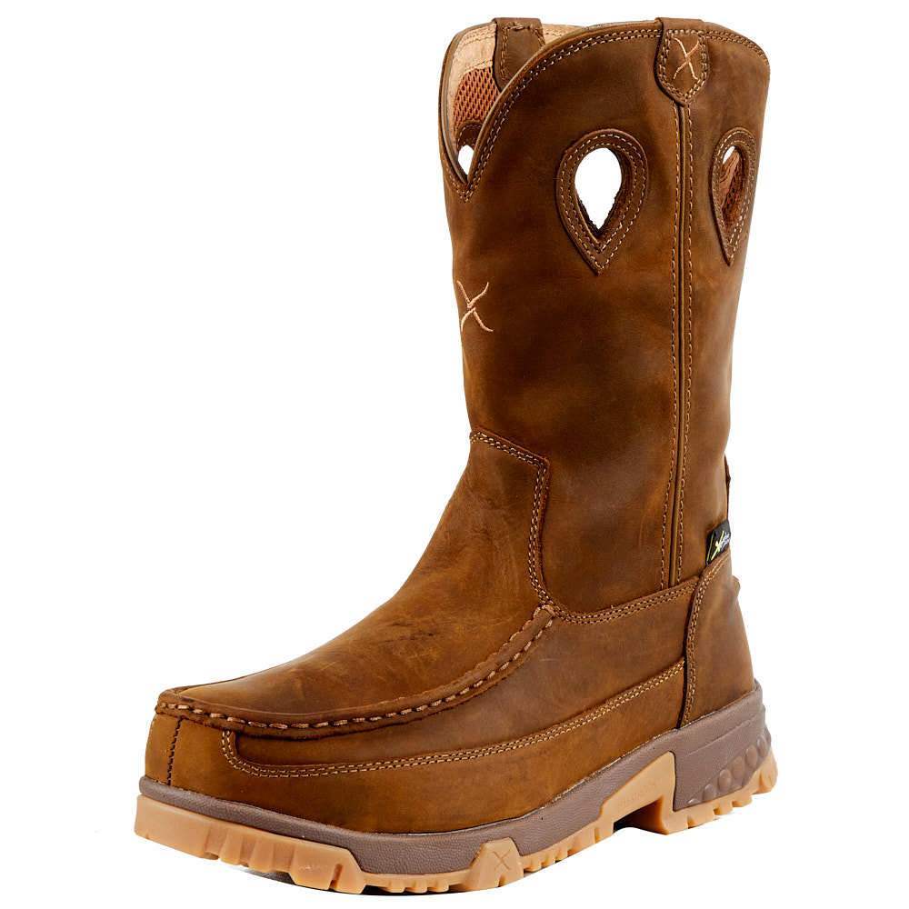 ⓣⓟⓞ Twisted X Men's Distressed Saddle Nano Toe Pull On Work Boot
