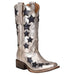 Kids Corral Boot Silvery and Navy Blue Stars Square Toe Cowgirl Boot