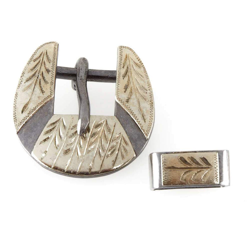 3/4 Inch Silver Mounted 2 Piece Buckle Set