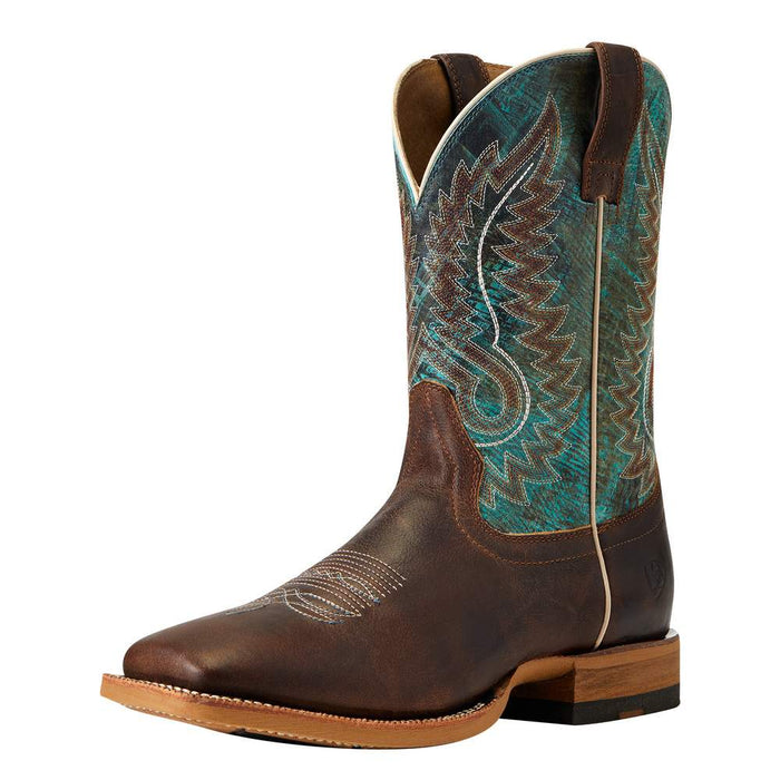 Men`s Cow Camp Better Brown 11" Cool Blue Top Square Toe Cowboy Boots