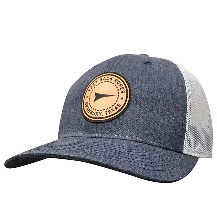 Heather Navy Cap with Leather Logo Patch