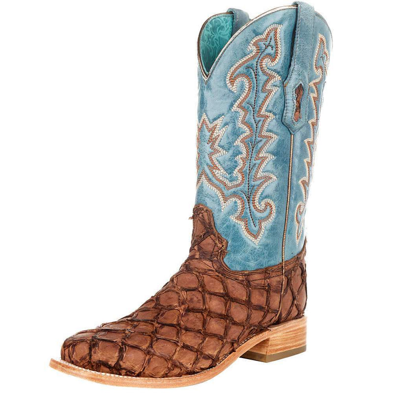Women's Brown Fish Blue Top Boot