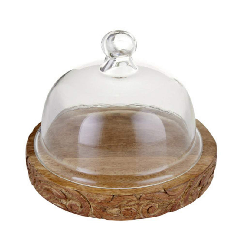 Glass Dome with Carved Base