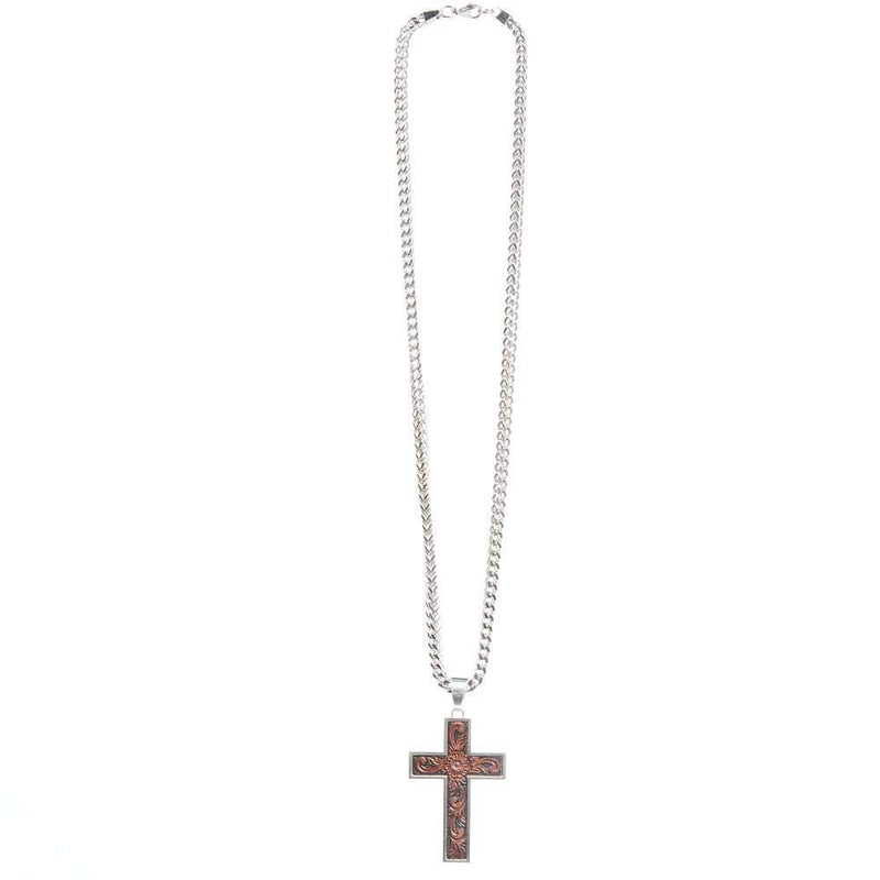 Men's Cross with Leather Chain Necklace