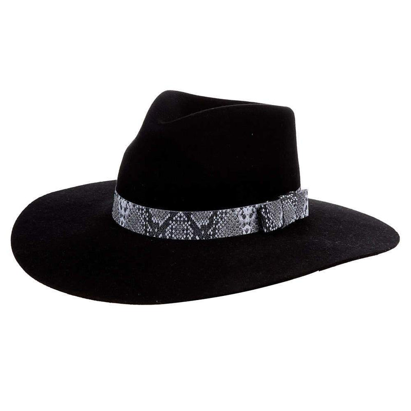 M&F Girls Pinch Front Black Fashion Hat 3 1/2` Brim