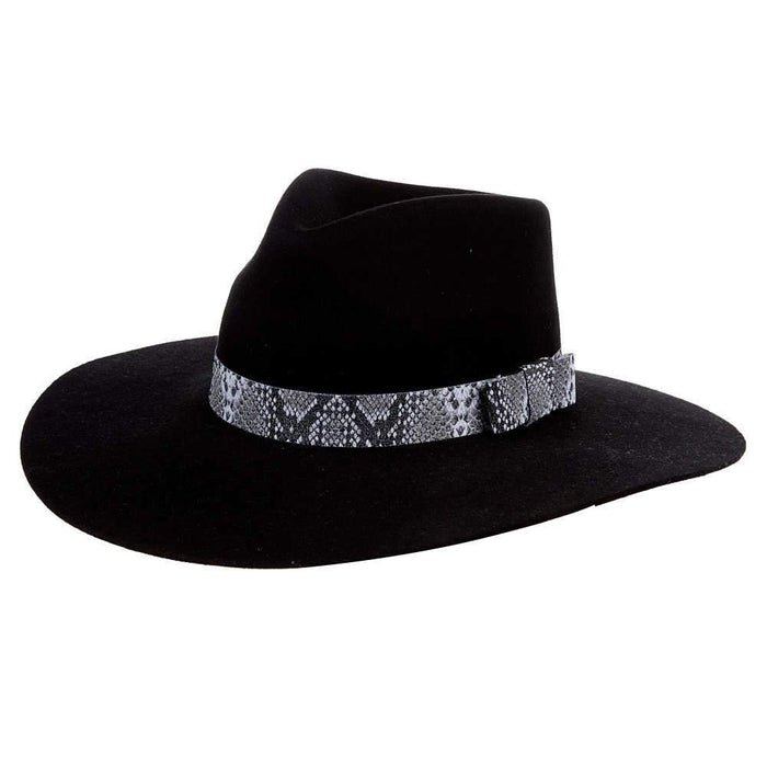 M&F Girls Pinch Front Black Fashion Hat 3 1/2` Brim