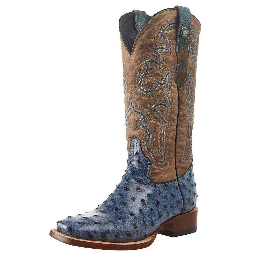 Blue 2025 ostrich boots