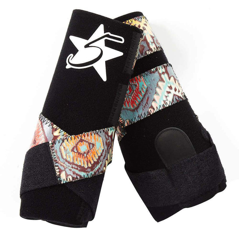 5 Star Equine Products Supplies Inc. 5 Patriot Front Splint Boots with Hand Painted Azteca Nativo Pull Tabs