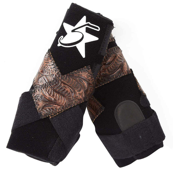 5 Star Equine Products Supplies Inc. 5 Patriot Front Splint Boots with Mocha Dallas Floral Pull Tabs