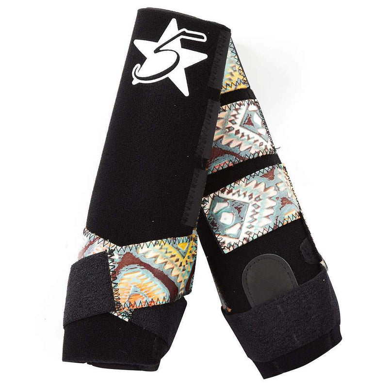 5 Star Equine Products Supplies Inc. 5 Patriot Hind Splint Boots with Hand Painted Azteca Nativo Pull Tabs