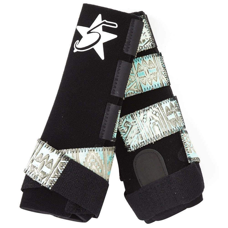 5 Star Equine Products Supplies Inc. 5 Patriot Hind Splint Boots with Turquoise Indiano Pull Tabs