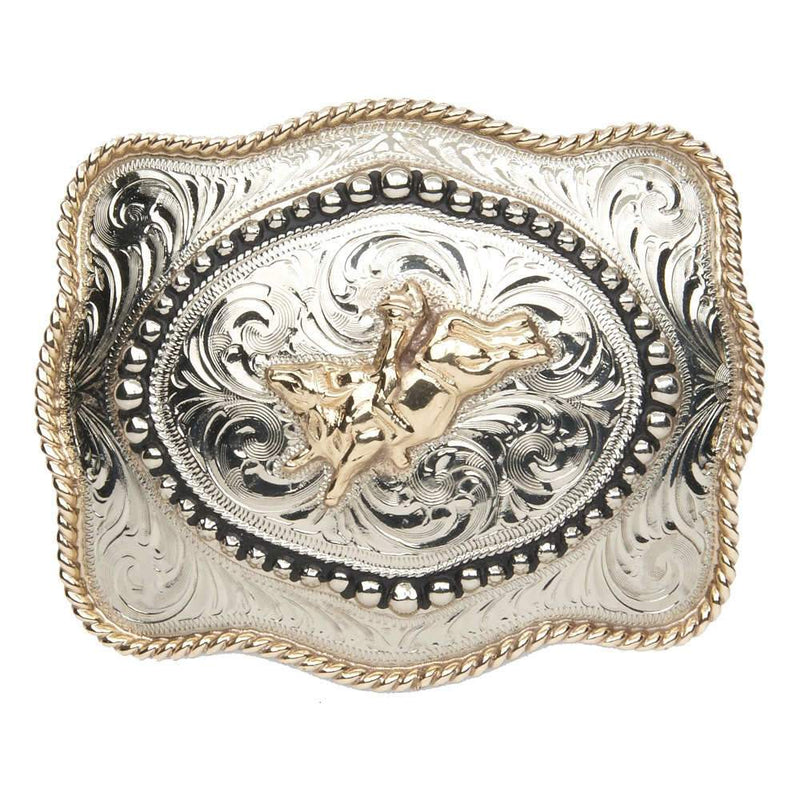 H-Finished Bull Rider with Inside Beaded Border Buckle