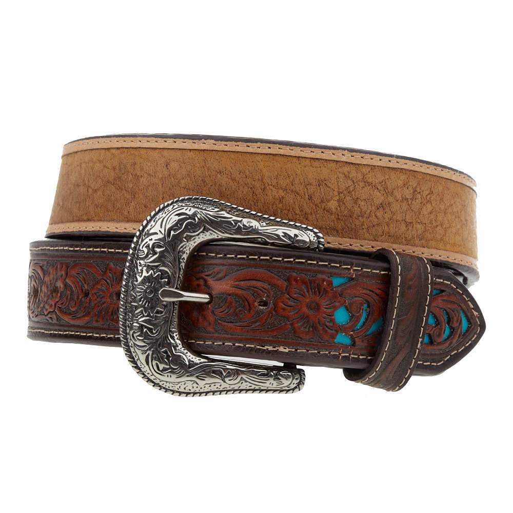 Gem Dandy Accessories Roper Men's Belt with Turquoise Inlay Tabs