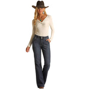 Women's High Rise Dark Wash Trouser