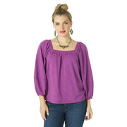 Women's Square Neck Peasant Top
