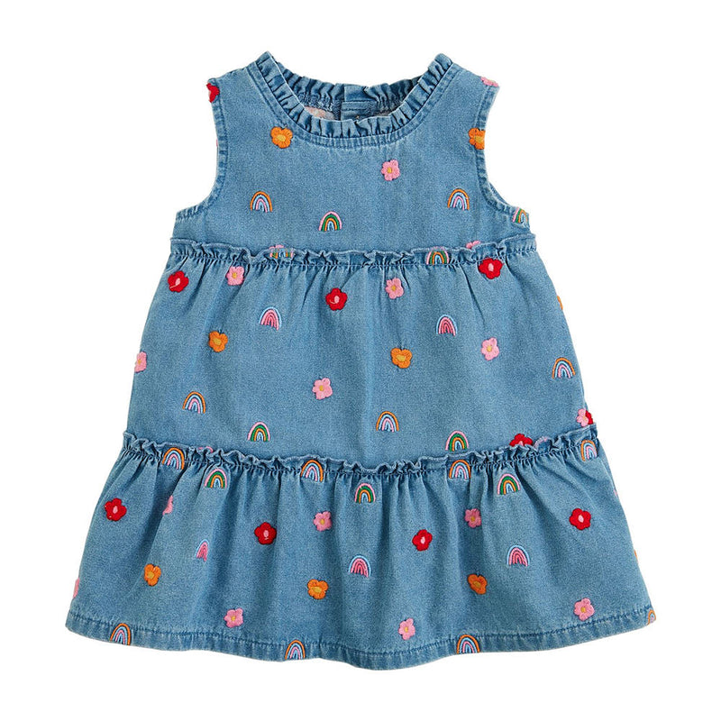 Mud Pie Girls Denim Rainbow Dress — NRS
