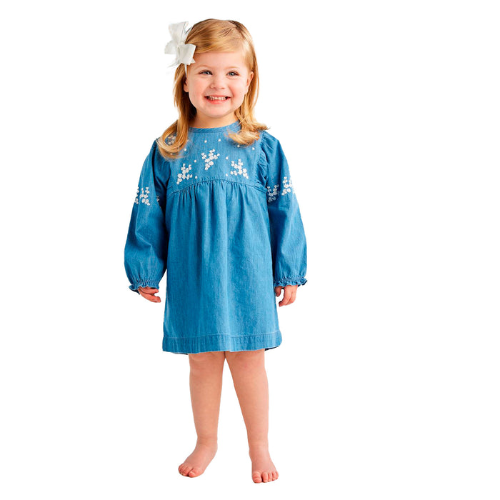 Mud Pie Girl's Denim Floral Dress