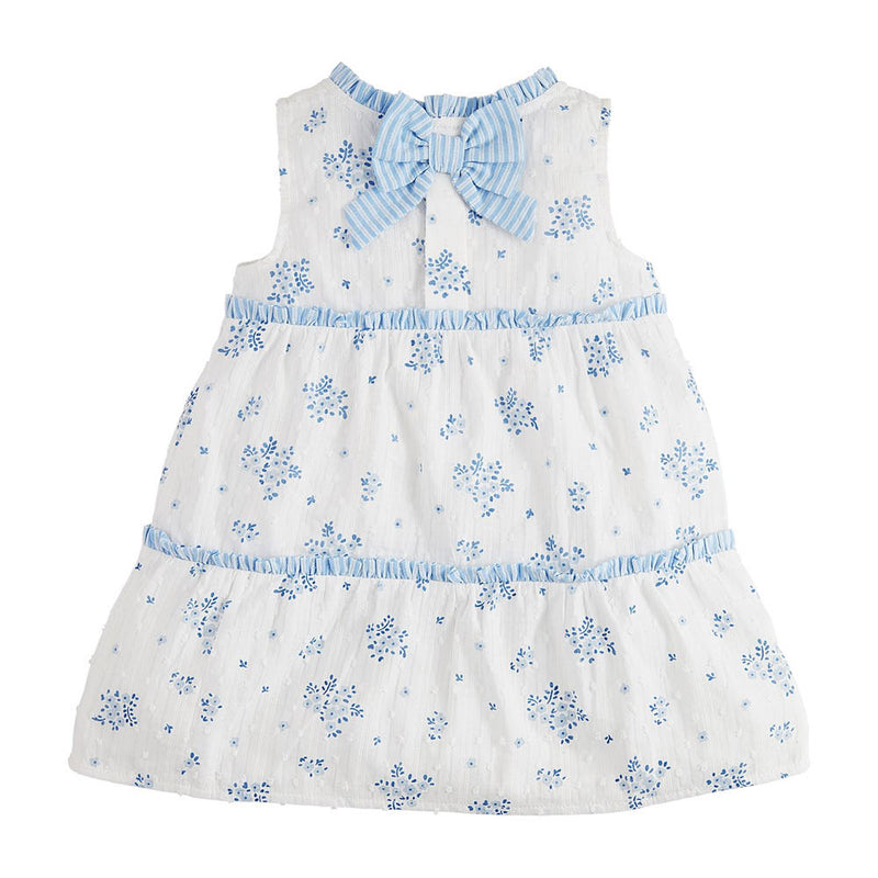 Mud Pie Girls Blue Floral Tiered Dress