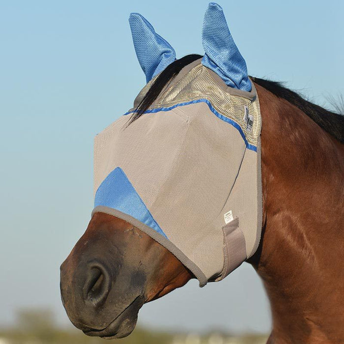 Wounded Warrior Crusader Blue Horse Fly Mask with Ears
