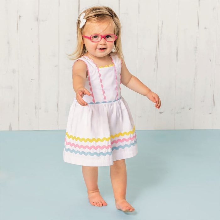 Mud Pie Girl's Ric Rac White Dress